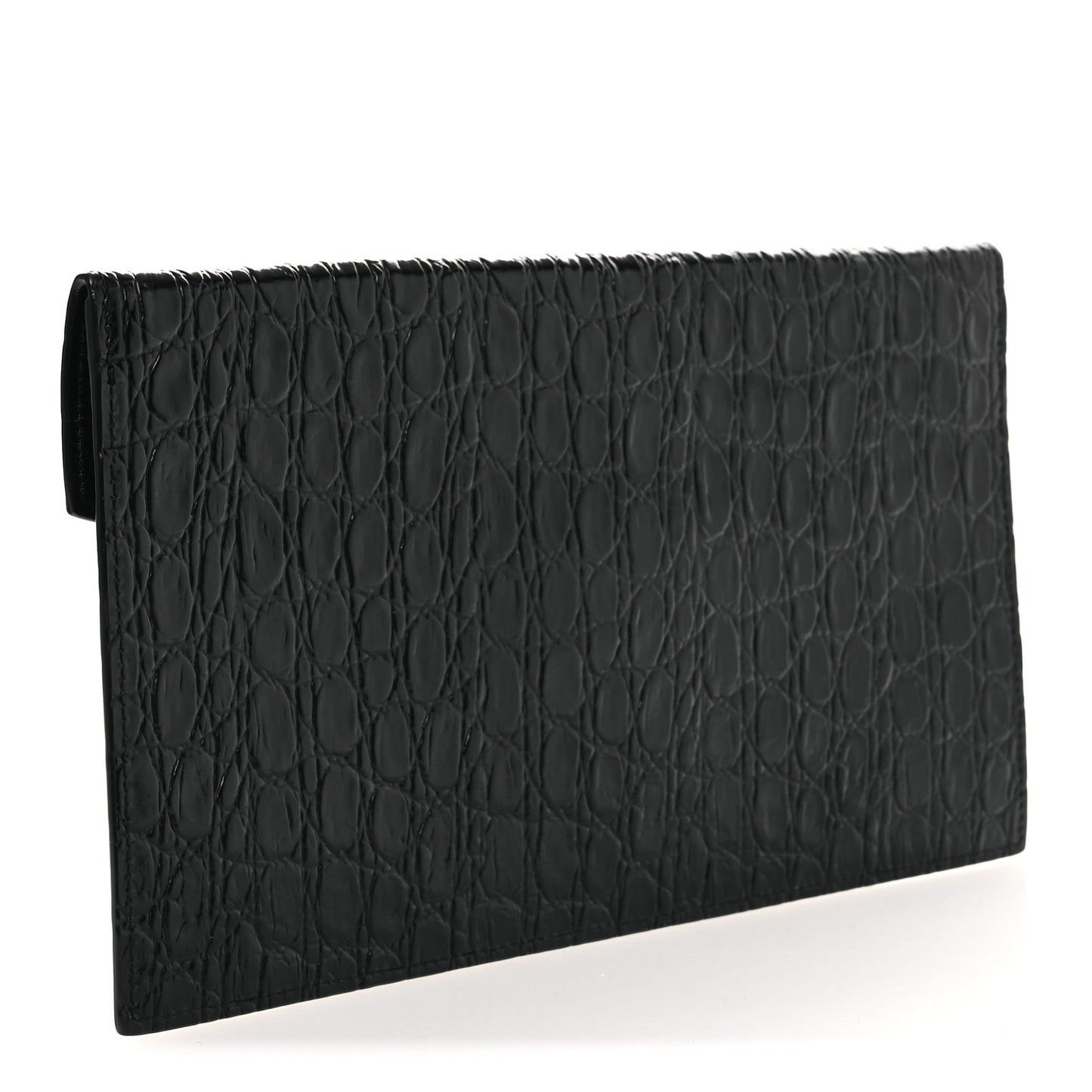Calfskin Crocodile Embossed Uptown Monogram Clutch Black