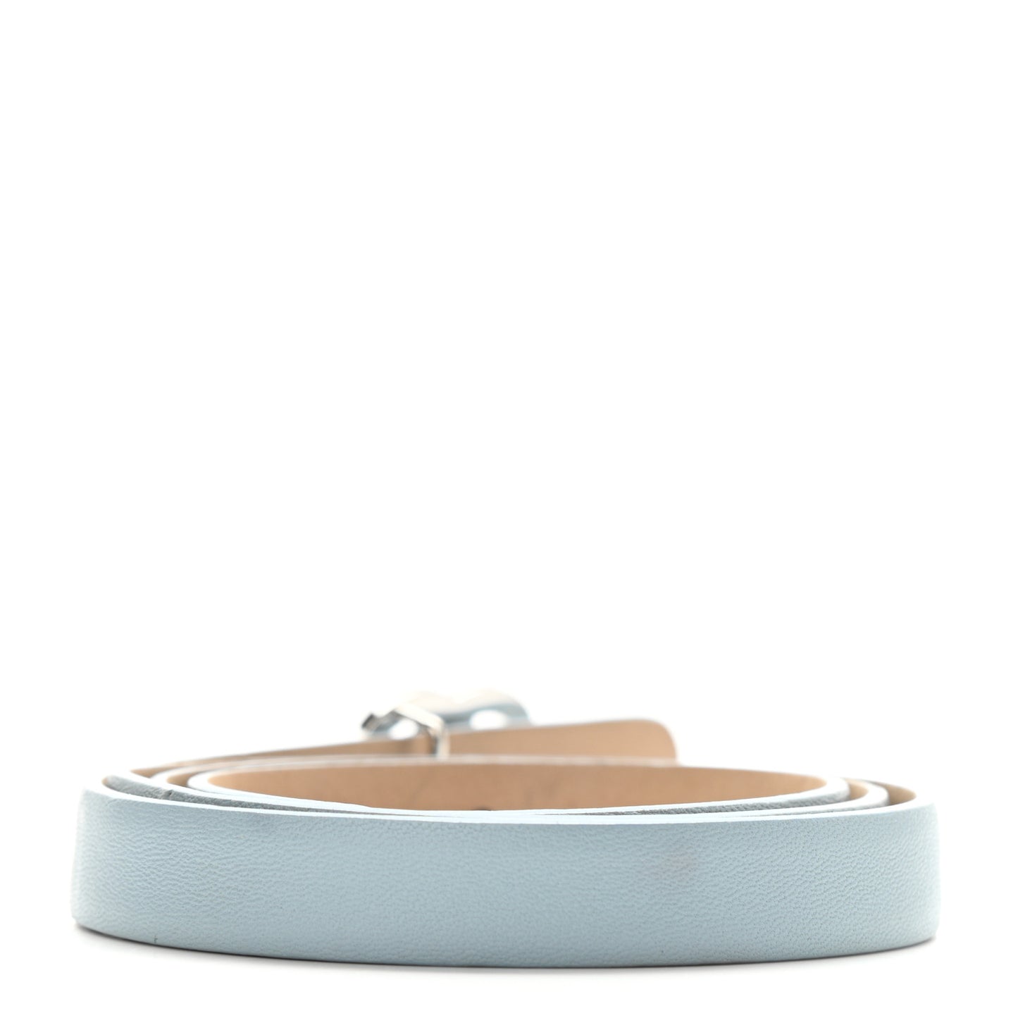 Lambskin CC Logo Skinny Belt 80 32 Light Blue