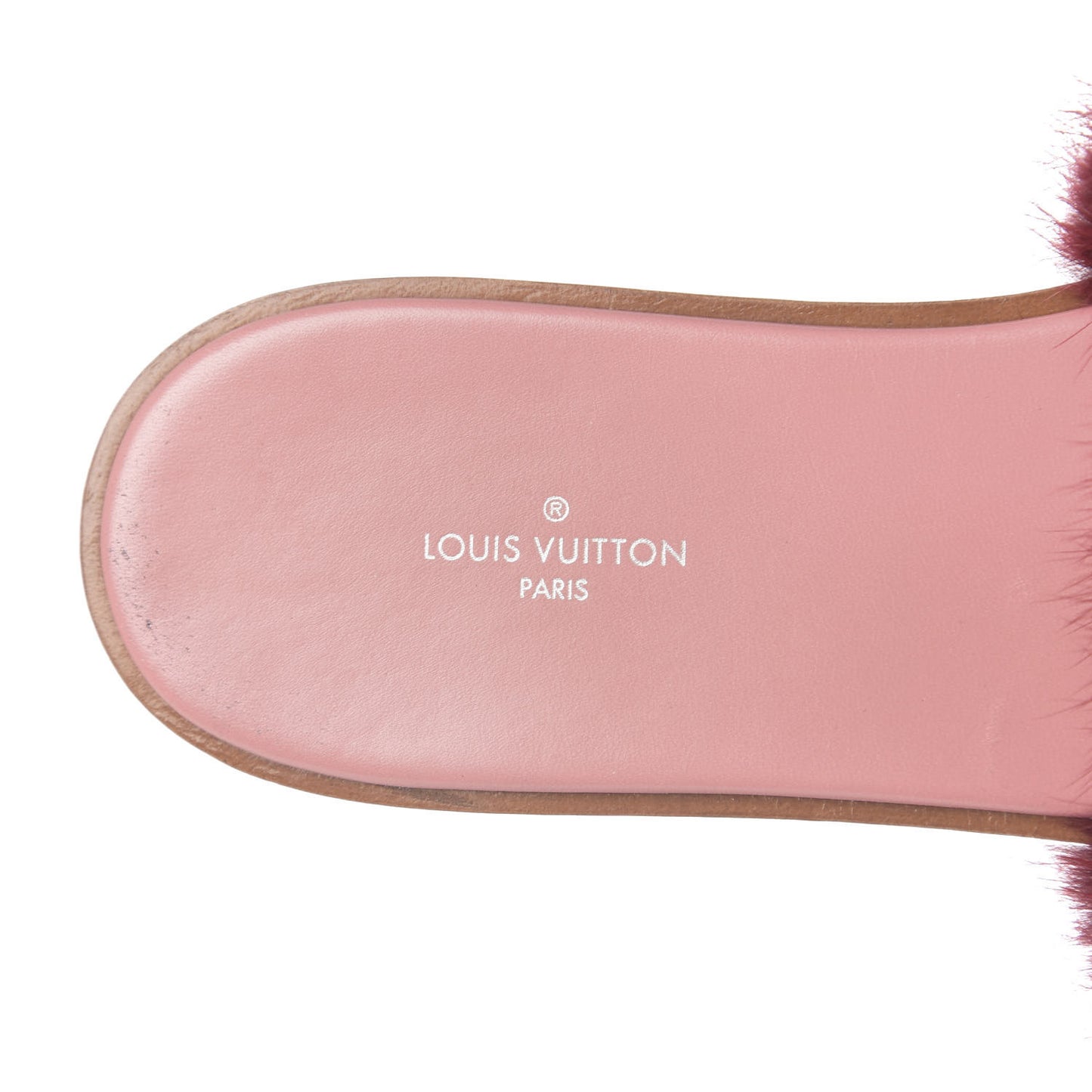 Mink Fur Lock It Flat Mule 38.5 Bordeaux