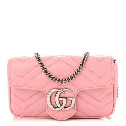Gucci Calfskin Matelasse Super Mini GG Marmont Shoulder Bag Wild Rose 1 of 11