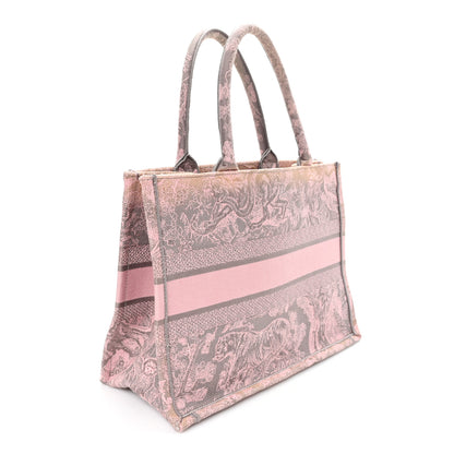 Christian Dior Canvas Embroidered Medium Dioriviera Toile De Jouy Book Tote Pink Grey 3 of 11