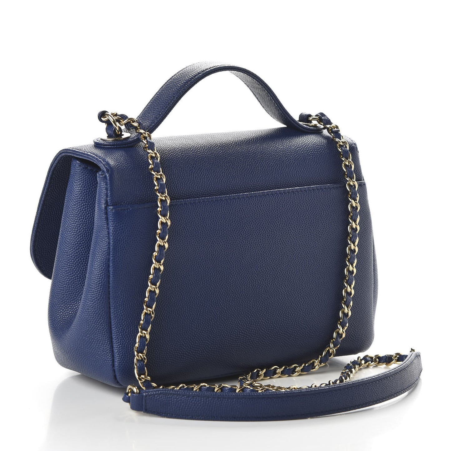 Caviar Quilted Small Business Affinity Flap Dark Blue