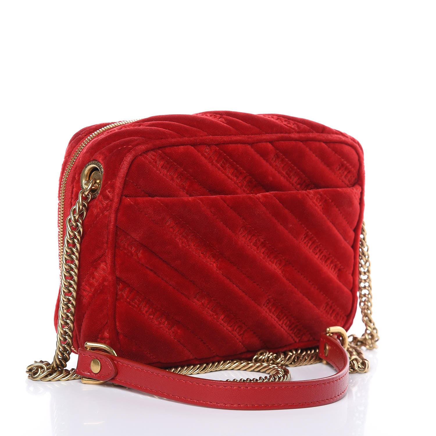Balenciaga Velvet Logo Matelasse BB XS Reporter Bag Red 3 of 11