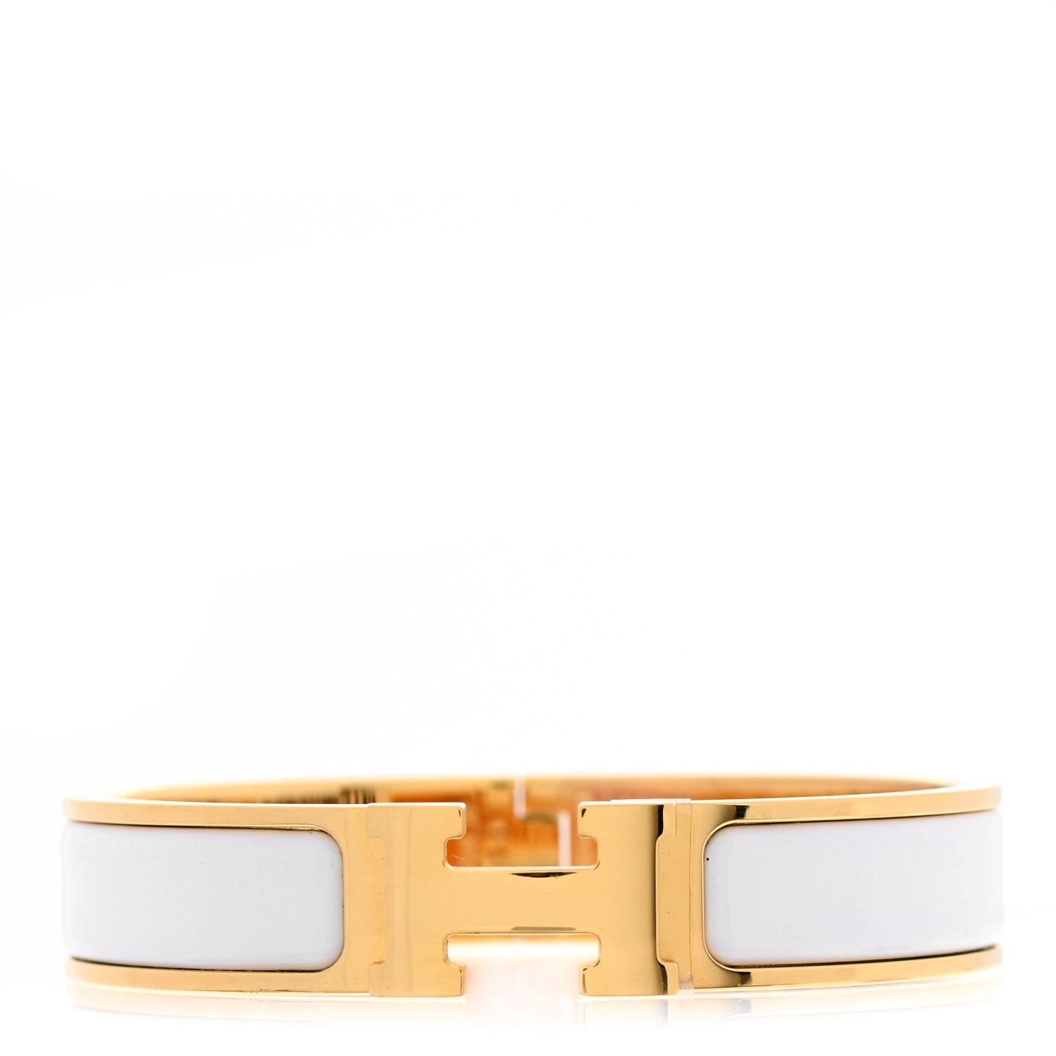 Hermes Enamel Narrow Clic Clac H Bracelet PM White 1 of 5