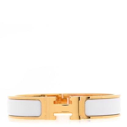 Hermes Enamel Narrow Clic Clac H Bracelet PM White 1 of 5