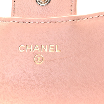 Chanel Lambskin Quilted Flap Card Holder On Chain Light Pink 6 of 13