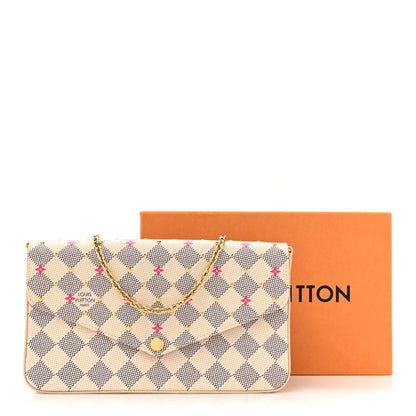Louis Vuitton LOUIS VUITTON Damier Azur Studded Pochette Felicie Chain Wallet Fuchsia 11 of 11