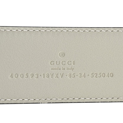 Gucci Azalea Calfskin Enamel Monochrome Double G 40mm Belt 85 34 Mystic White 5 of 8