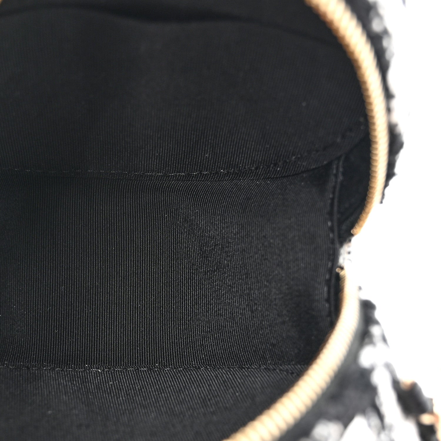 Chanel Tweed Quilted Round Clutch With Chain Black Ecru White 5 of 11