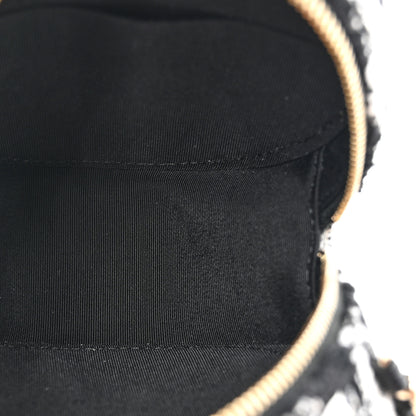 Chanel Tweed Quilted Round Clutch With Chain Black Ecru White 5 of 11