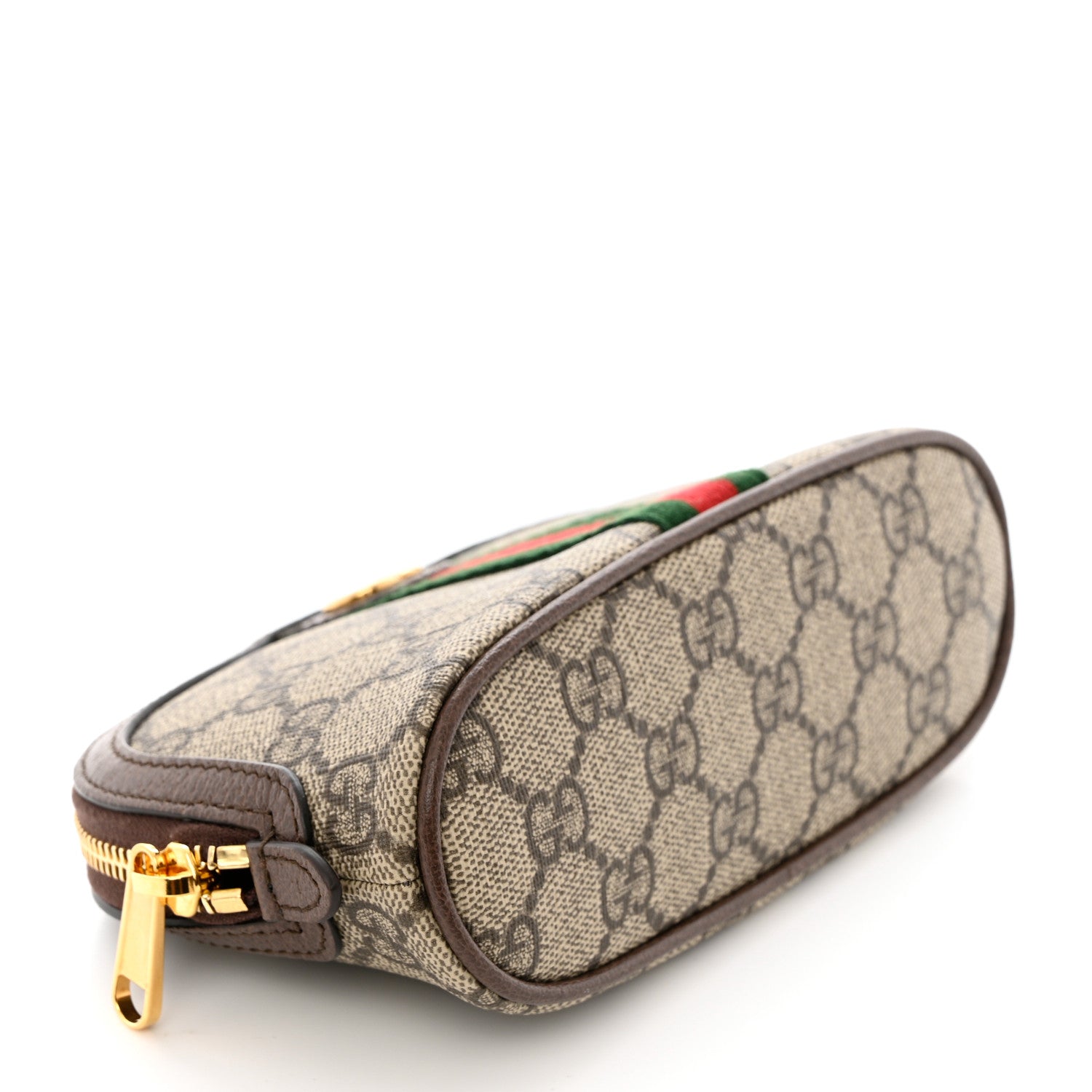 Gucci GG Supreme Monogram Textured Calfskin Web Medium Ophidia Cosmetic Case Beige Ebony New Acero 4 of 8