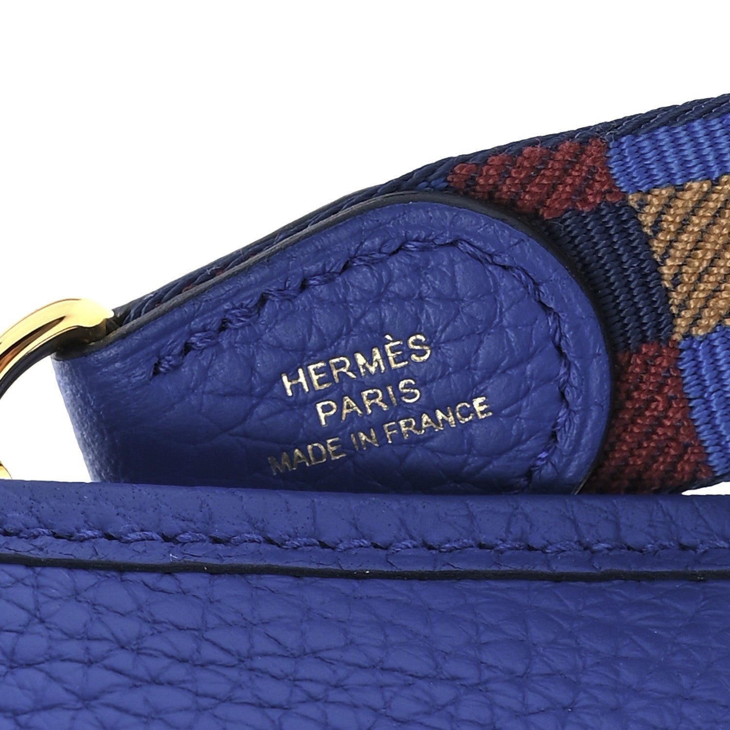 Hermes Taurillon Clemence Maxi Quadrille Evelyne TPM Royal Bleu Bleu Bill Biscuit Rouge H 6 of 10