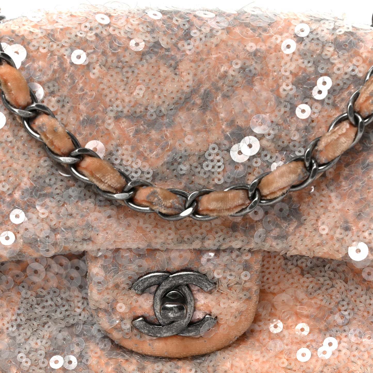 Sequin Mini Flap Light Orange Grey
