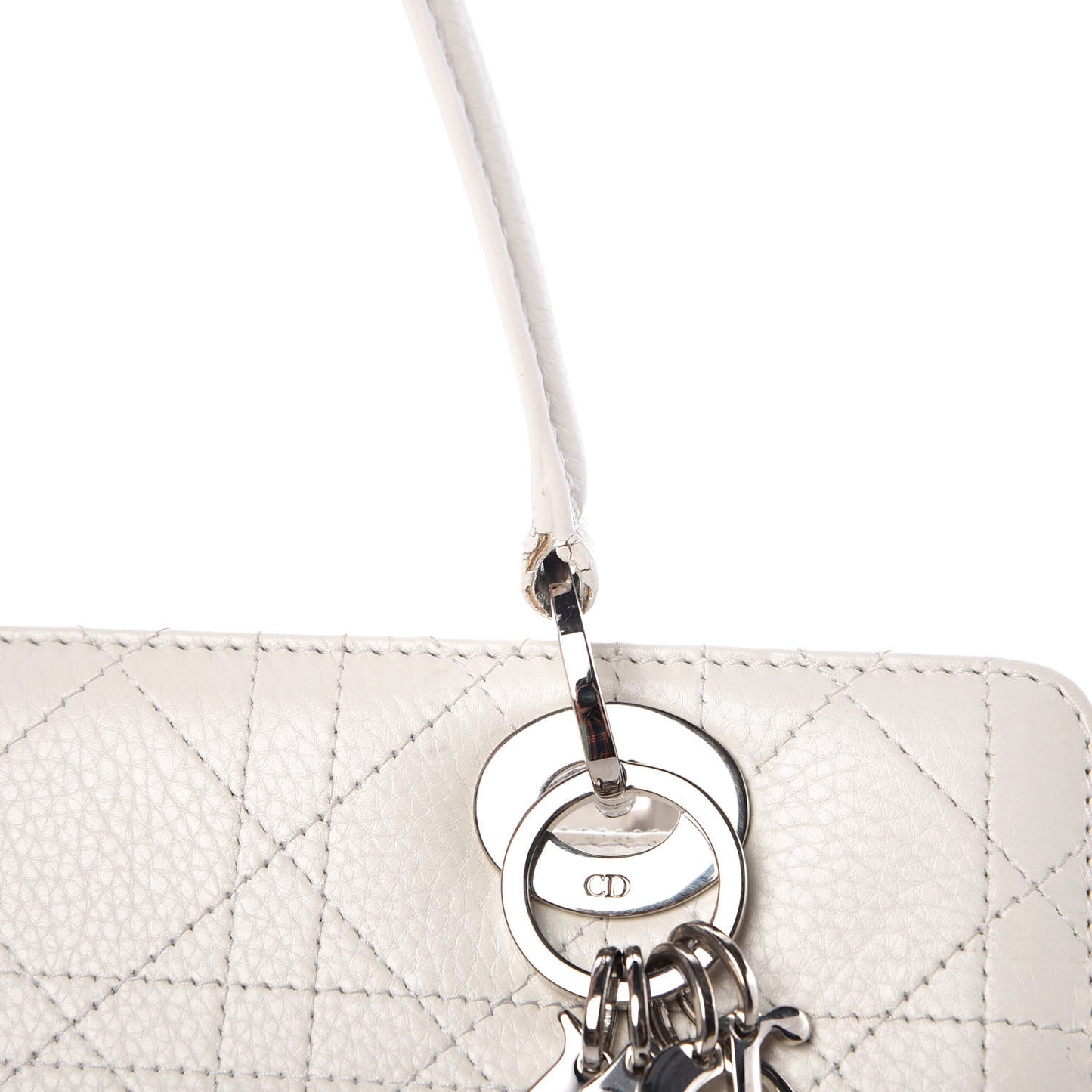 Calfskin Cannage Stitched East West Lady Dior White