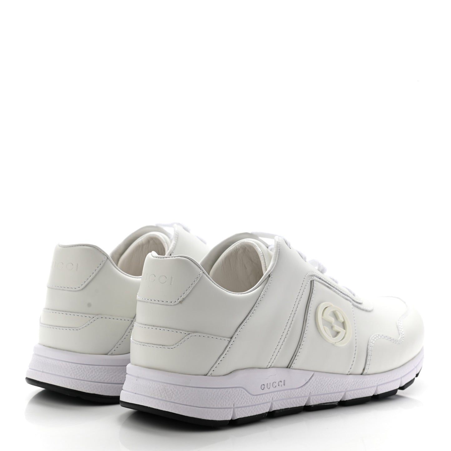 Calfskin Womens Interlocking G Sneakers 37 White