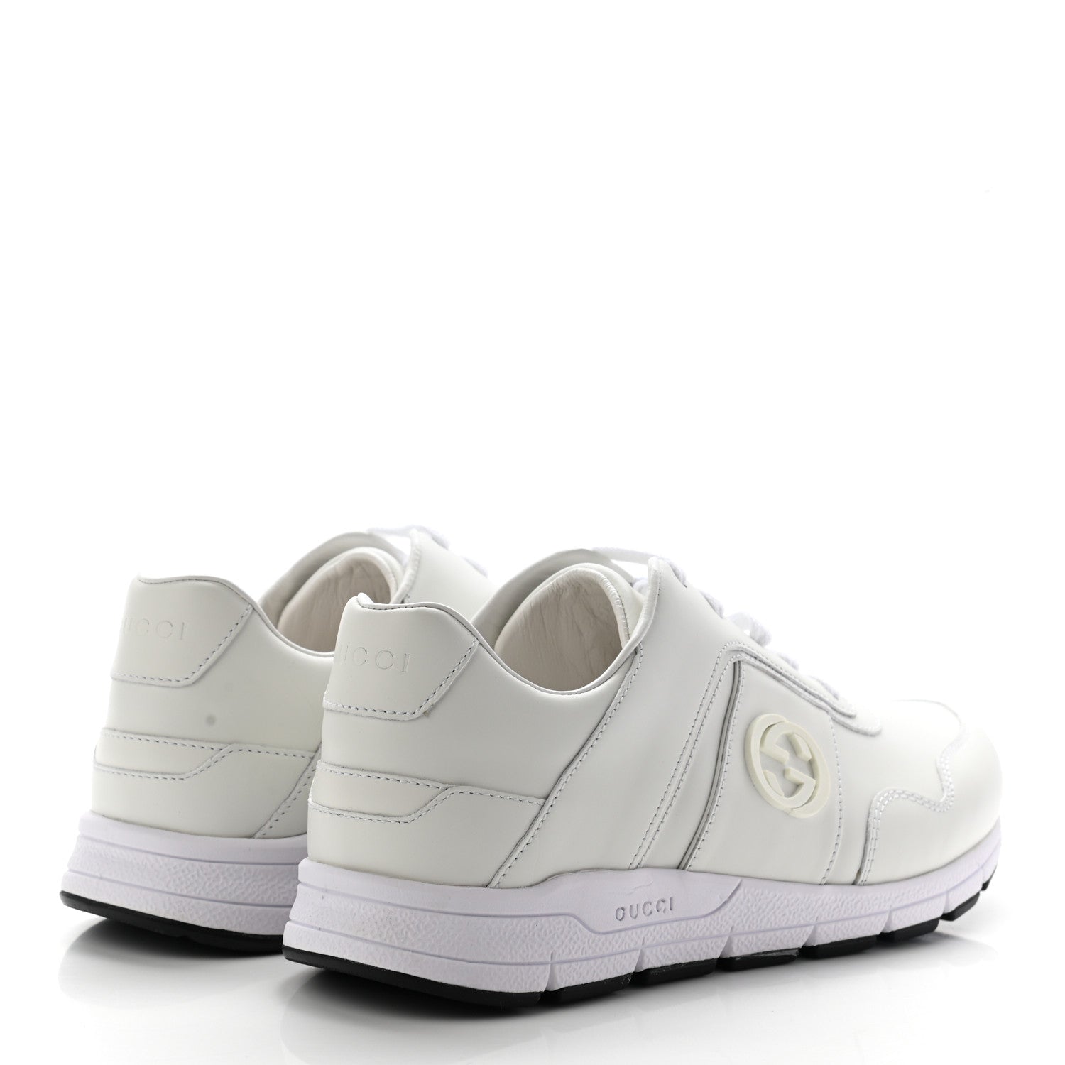 Gucci Calfskin Womens Interlocking G Sneakers 37 White 4 of 13