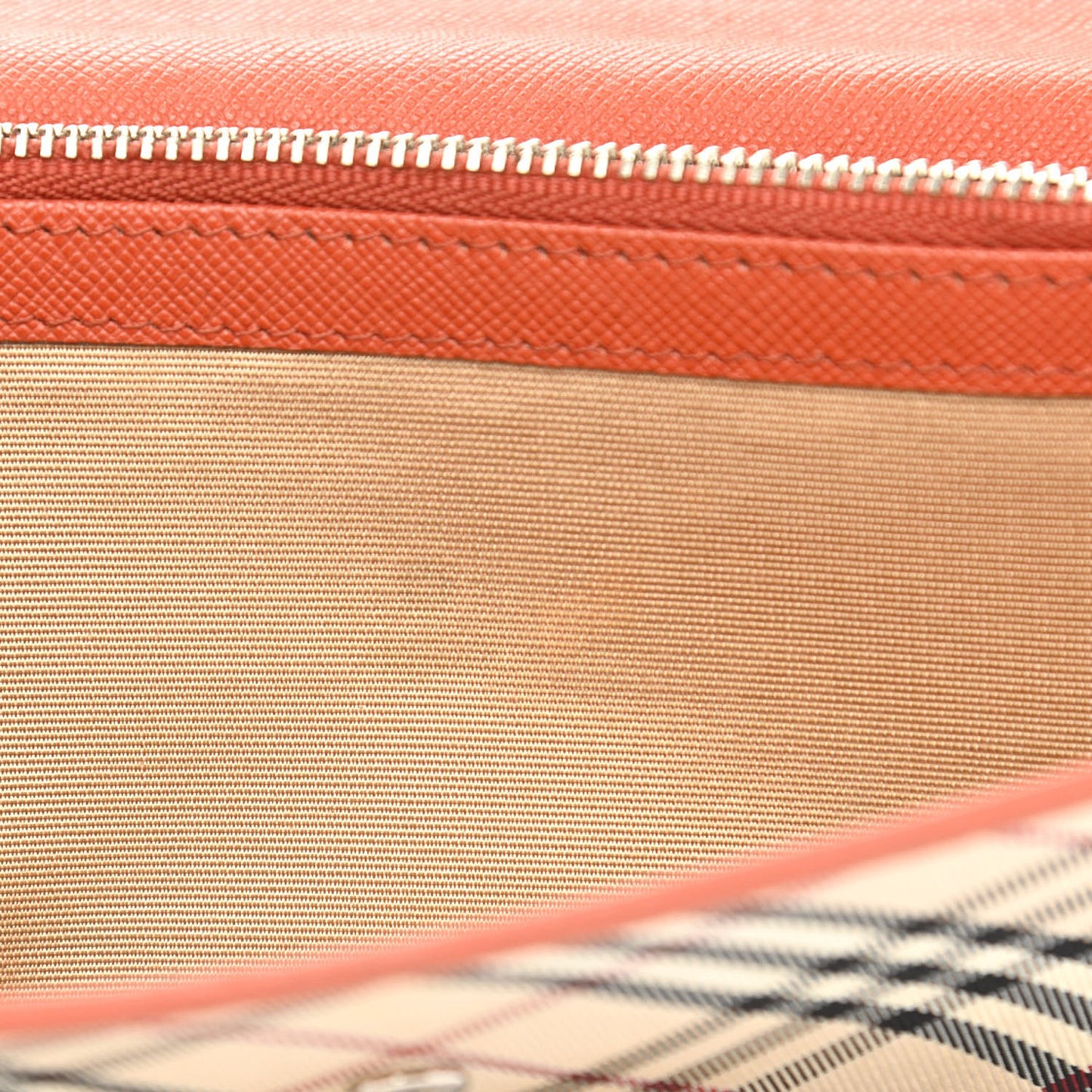 Calfskin House Check Continental Flap Wallet Orange