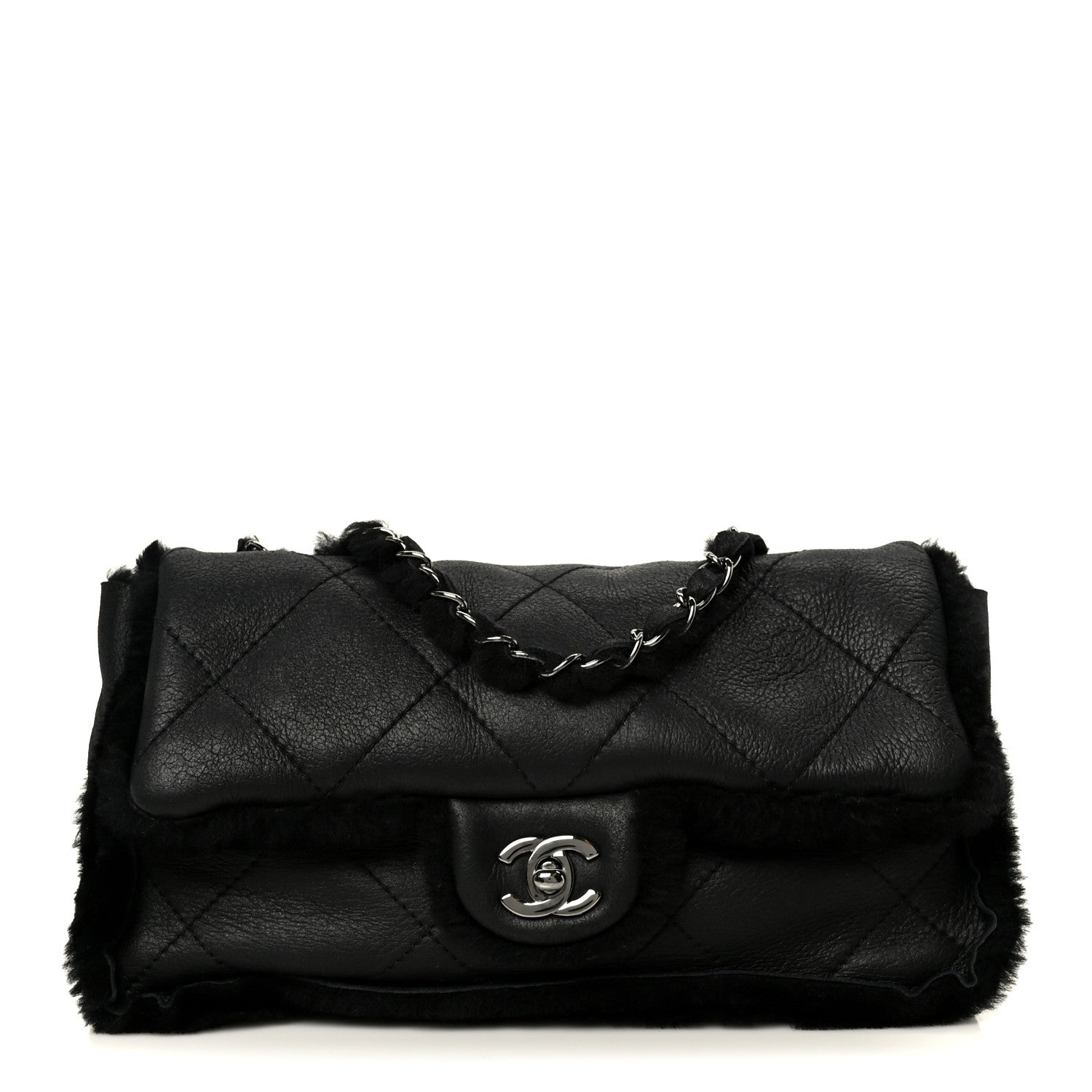 Chanel Shearling Quilted Medium Single Flap Black 1 of 11