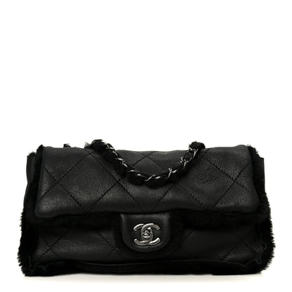 Chanel Shearling Quilted Medium Single Flap Black 1 of 11