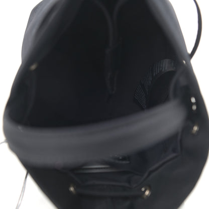 Balenciaga Recycled Sport Nylon Logo Embroidered Wheel Drawstring Bucket Bag Black White 7 of 10