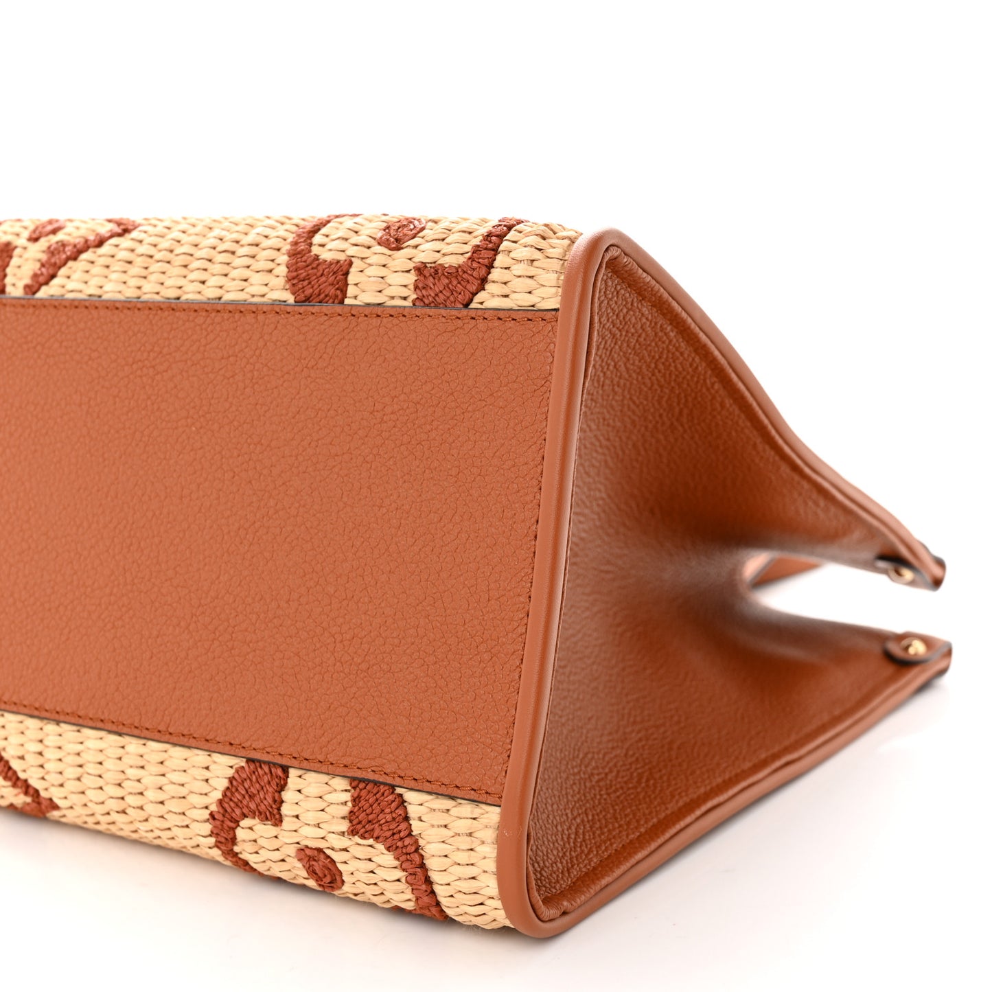 Raffia Calfskin Monogram Giant Onthego MM Tan