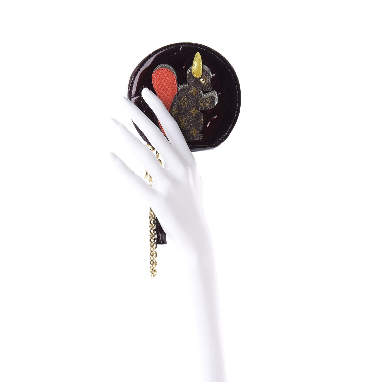 Louis Vuitton Vernis Animania Ecureuil Squirrel Round Coin Purse Amarante 2 of 7