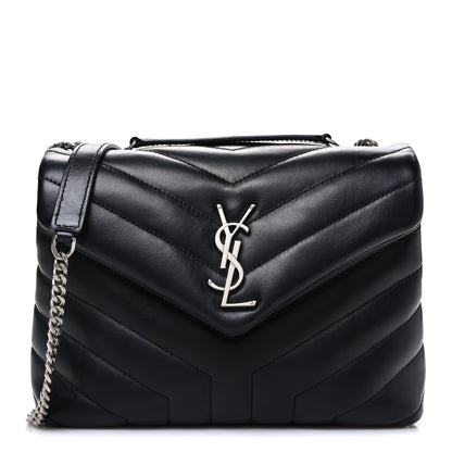Saint Laurent Calfskin Y Quilted Monogram Small Loulou Chain Satchel Black 1 of 10