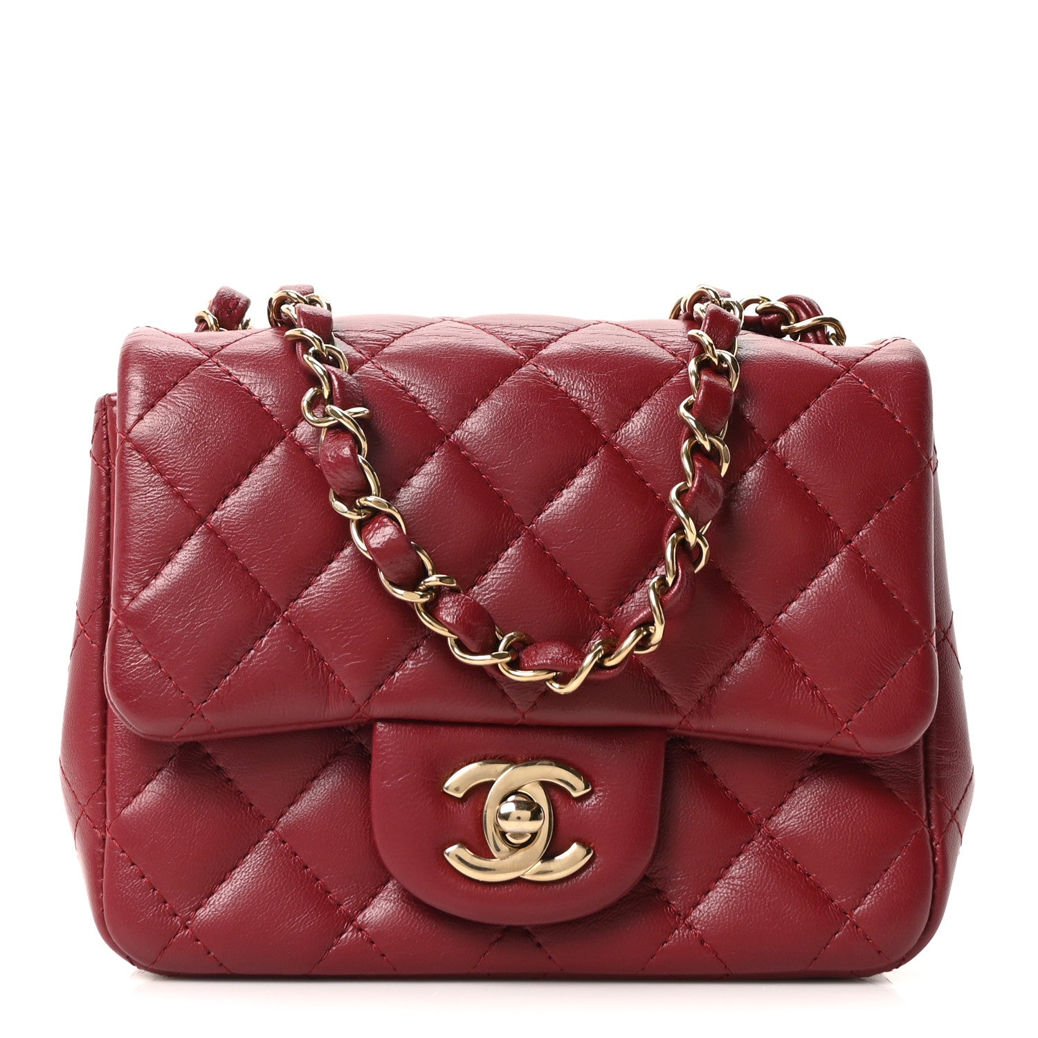 Chanel Lambskin Quilted Mini Square Flap Red 2 of 19