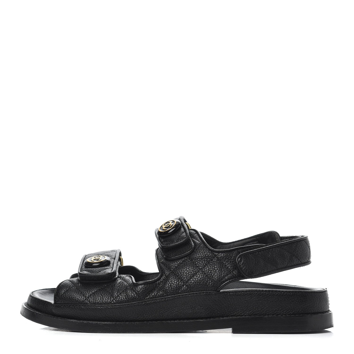 Chanel Grained Calfskin Velcro Dad Sandals 38 Black 1 of 23