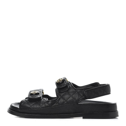 Chanel Grained Calfskin Velcro Dad Sandals 38 Black 1 of 23
