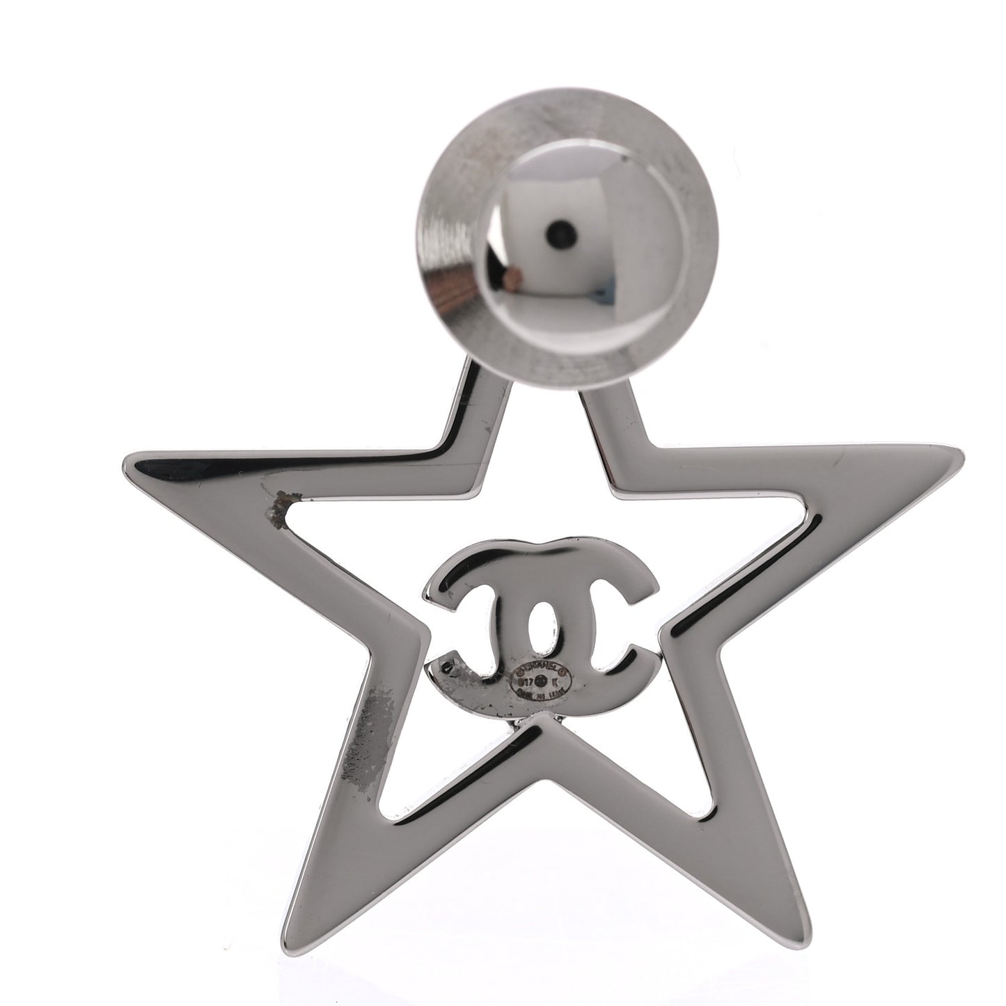 Crystal CC Star Pin Brooch Set Silver