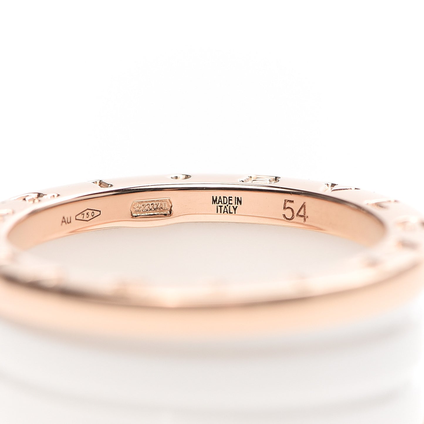 18K Rose Gold White Ceramic B.Zero1 Four-Band Ring 54 7