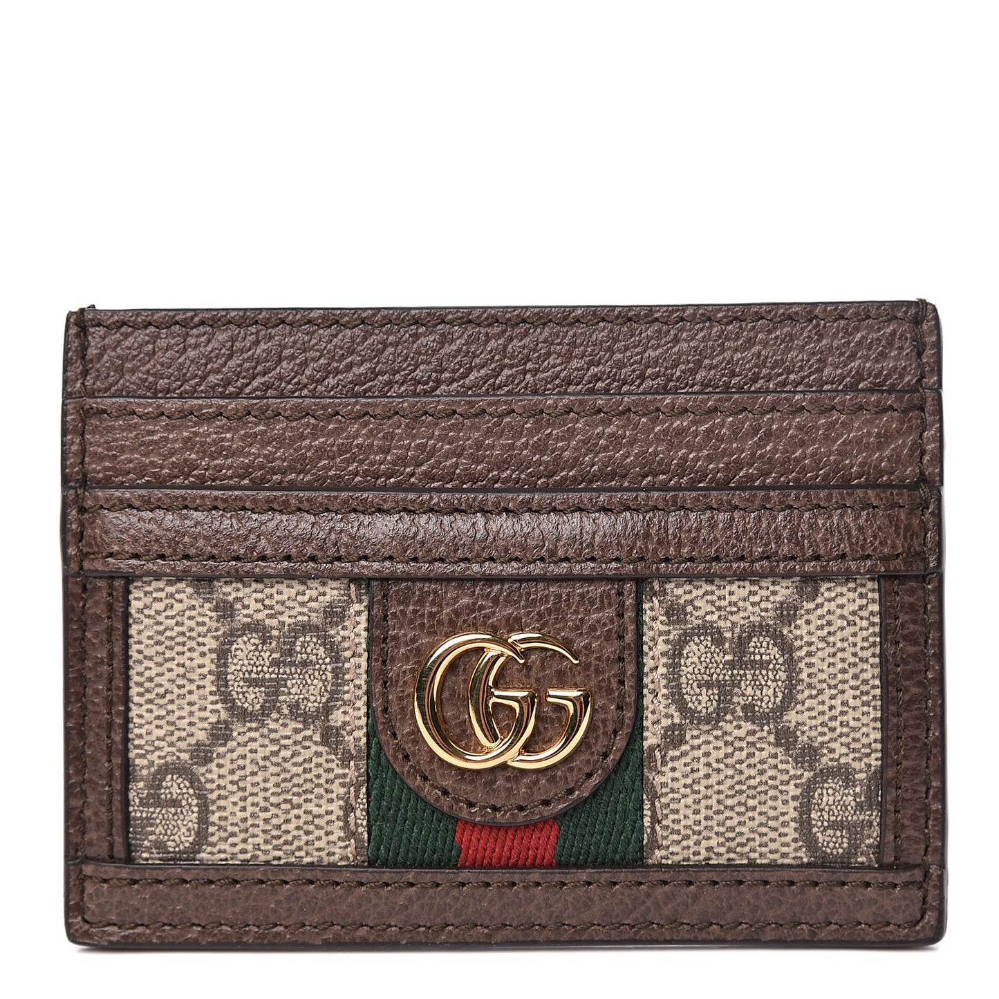 GG Supreme Monogram Ophidia Card Holder Brown