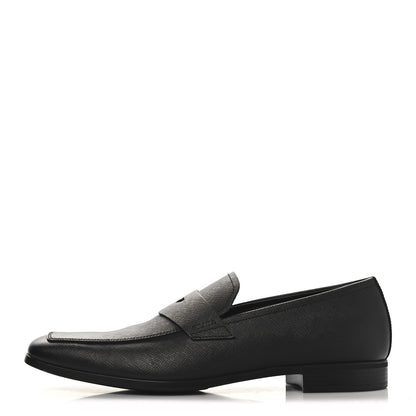 Prada Saffiano Mens Penny Loafers 9 Black 1 of 10