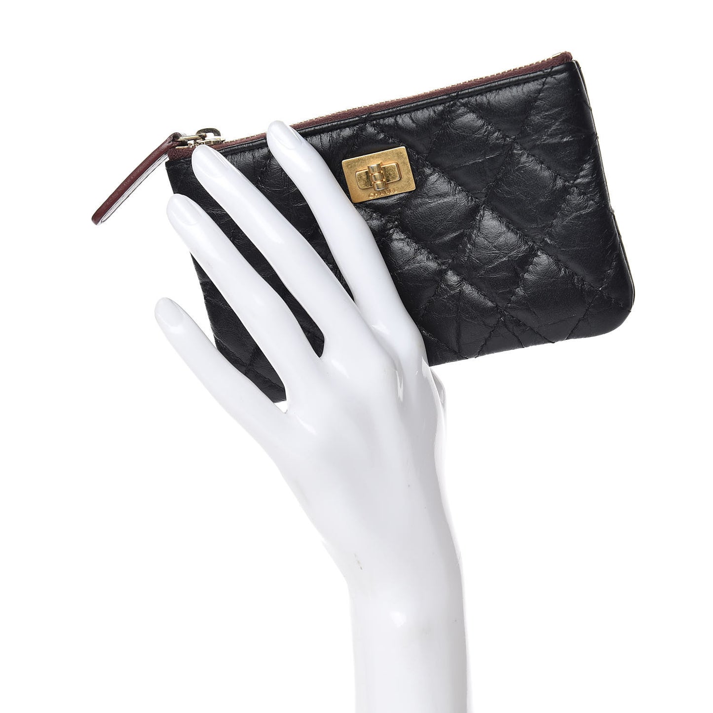 Aged Calfskin Quilted Small Reissue Cosmetic Case Black