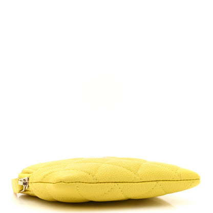 Chanel Caviar Quilted Zip Card Holder Wallet Yellow 4 of 10