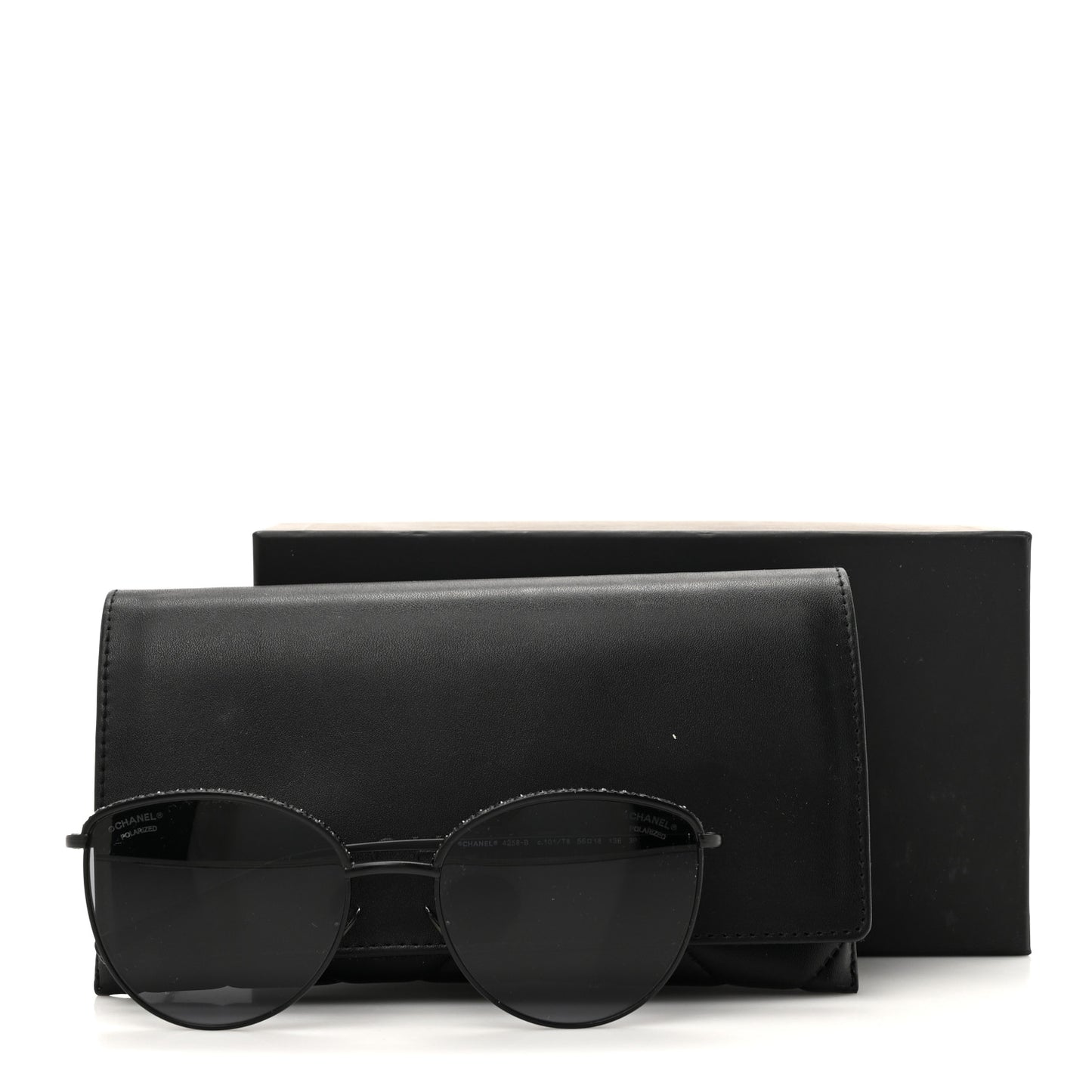 Metal Crystal Polarized Sunglasses 4258-B Black