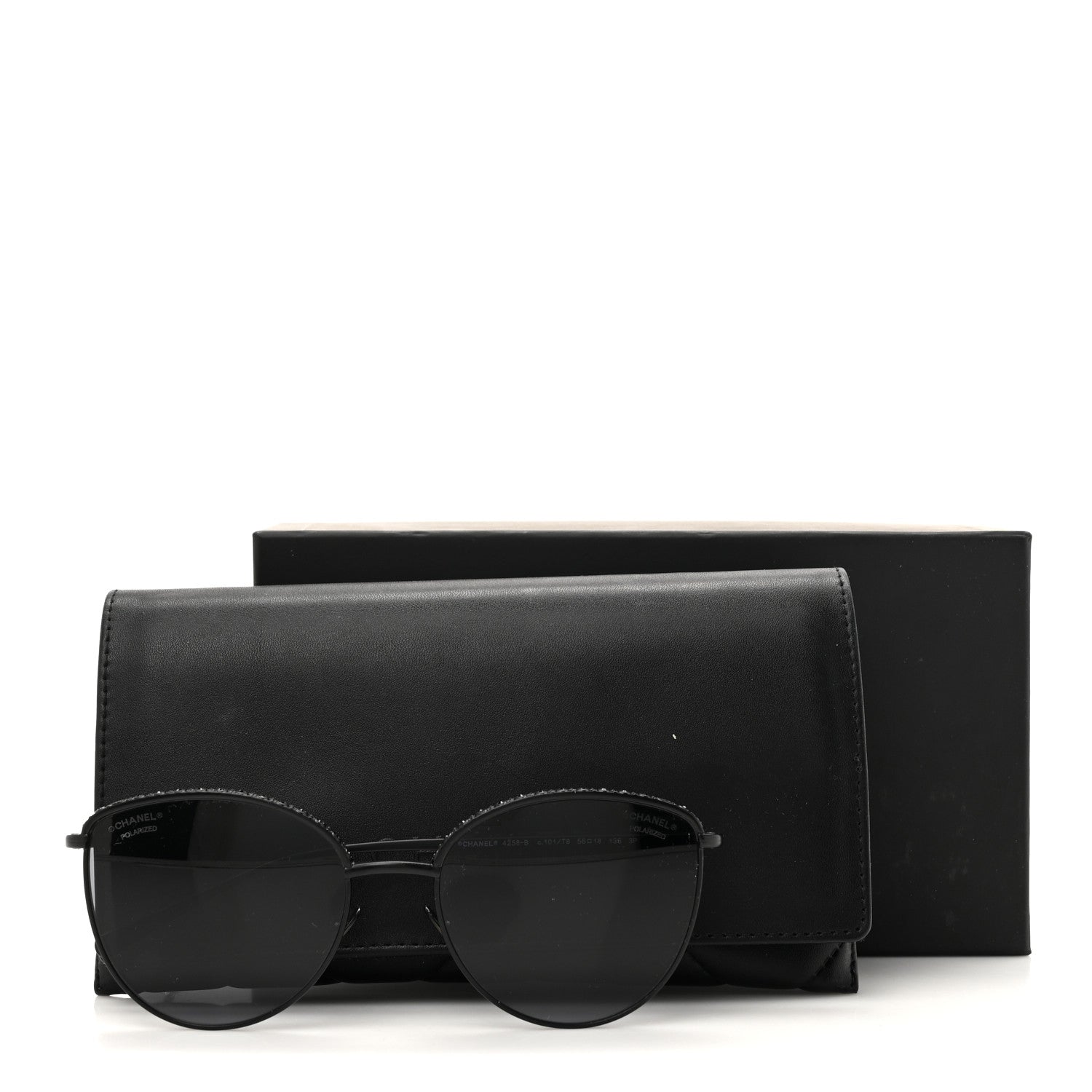 Chanel Metal Crystal Polarized Sunglasses 4258-B Black 8 of 8