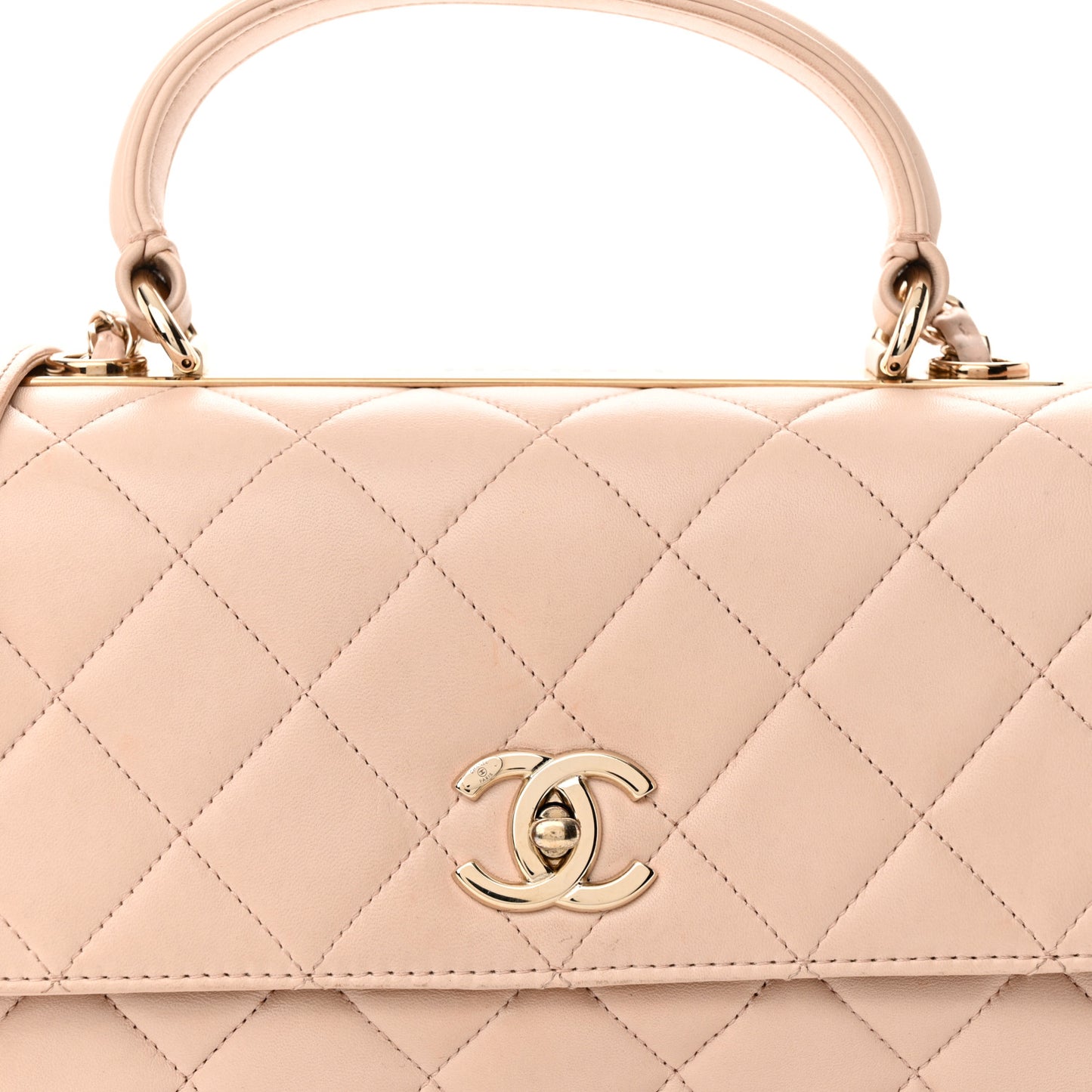 Lambskin Quilted Medium Trendy CC Flap Dual Handle Bag Light Beige