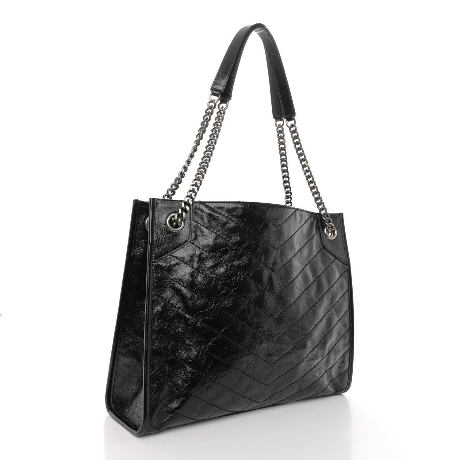 Saint Laurent Crinkled Calfskin Matelasse Monogram Medium Niki Shopper Tote Black 3 of 10