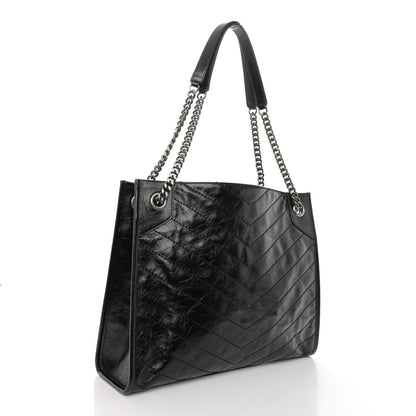 Saint Laurent Crinkled Calfskin Matelasse Monogram Medium Niki Shopper Tote Black 3 of 10