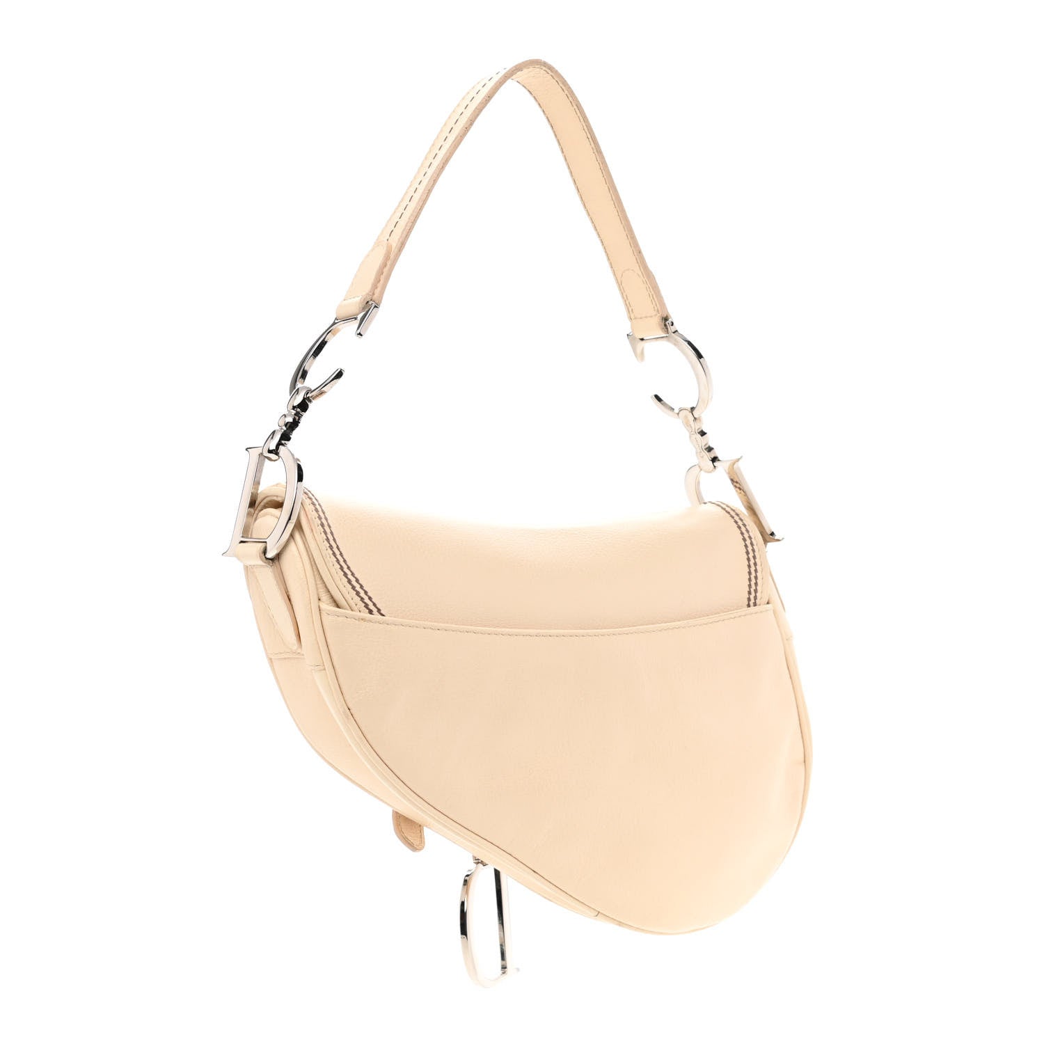 Christian Dior Grained Calfskin Saddle Bag Beige 3 of 17