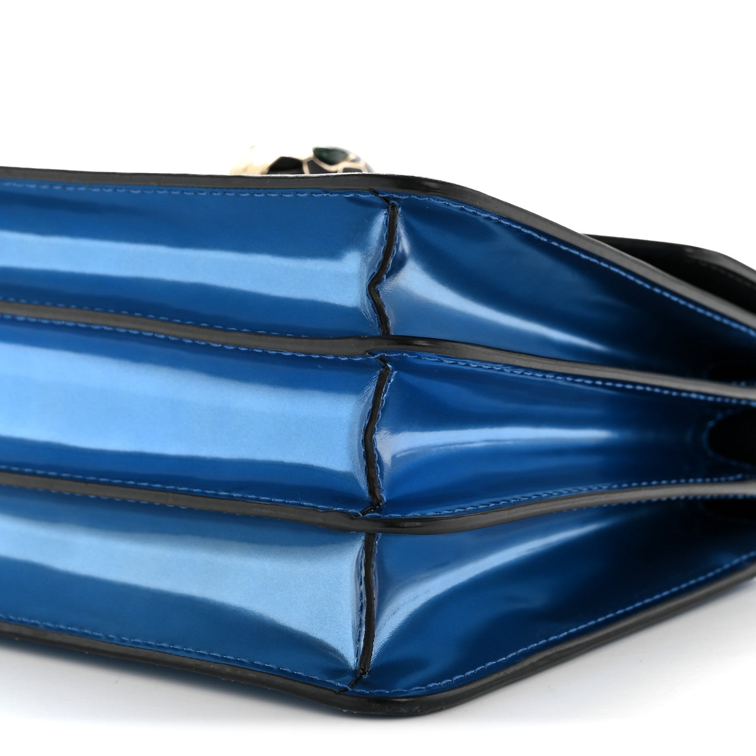 Bulgari Metallic Calfskin Serpenti Forever Top Handle Blue 10 of 15