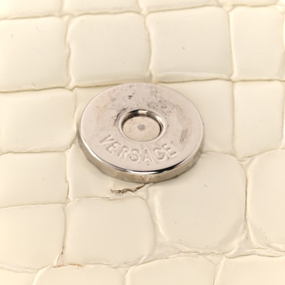 Versace Croc Stamped Patent Palazzo Sultan Shoulder Bag White 10 of 11