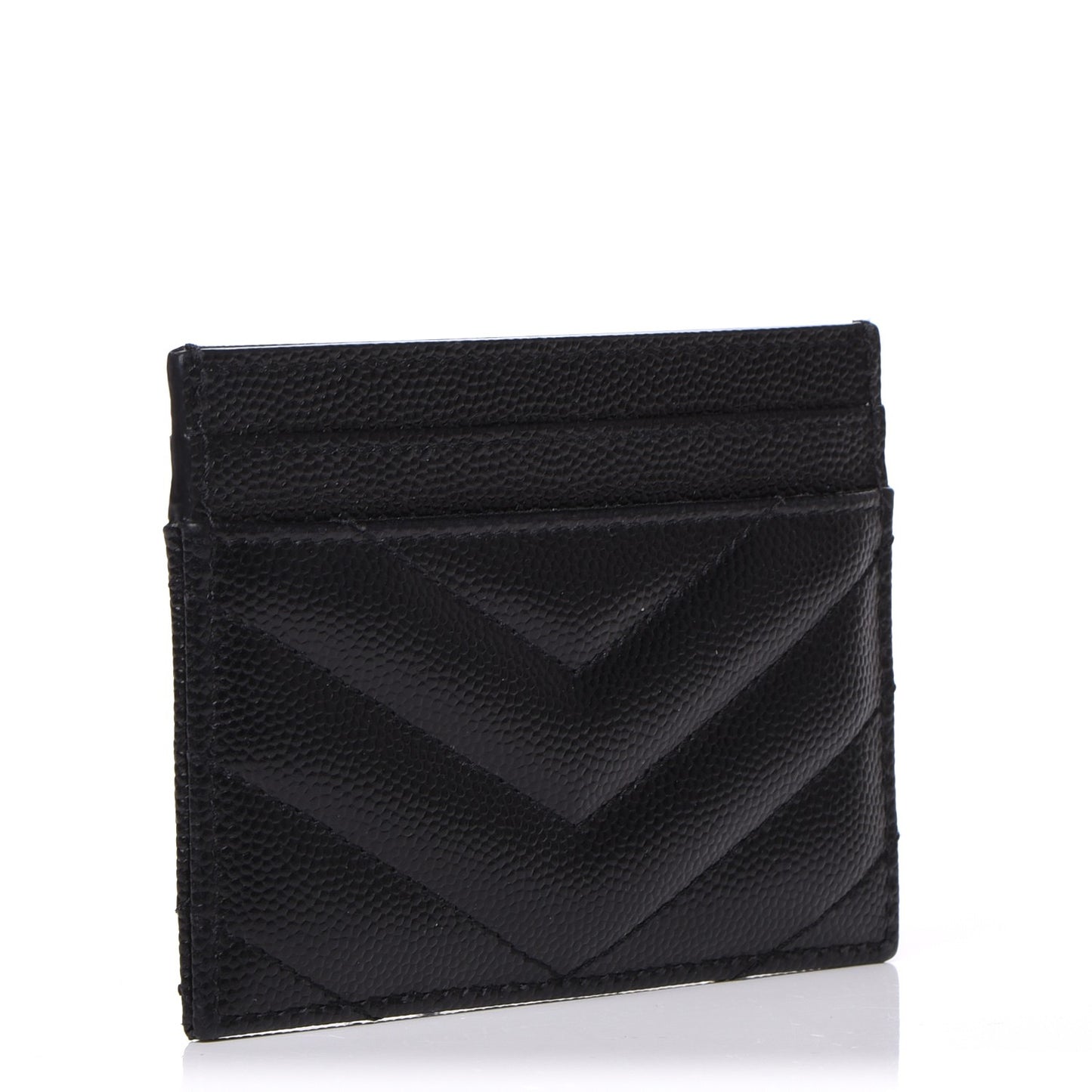 Grain De Poudre Matelasse Chevron Monogram Credit Card Case Black