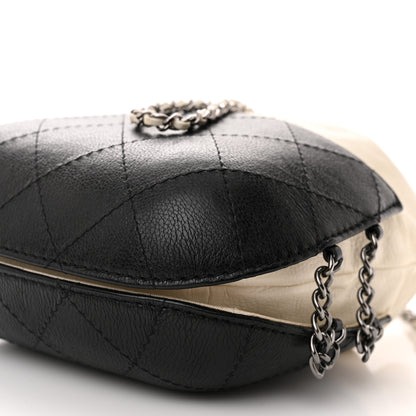 Chanel Aged Calfskin Quilted Small Gabrielle Bucket White Black 10 of 12