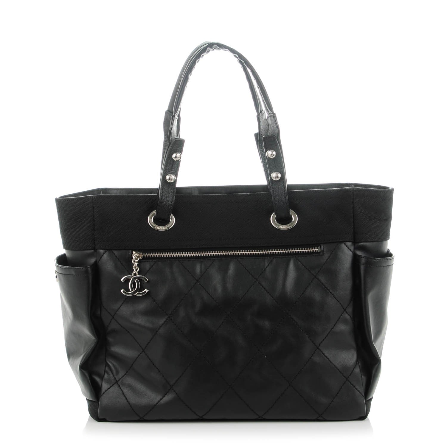 Chanel Coated Canvas Large Paris Biarritz Tote Black 1 of 7