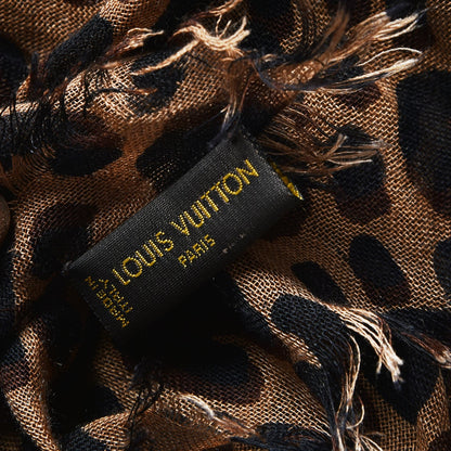 Louis Vuitton Cashmere Silk Leopard Etole Stole Marron 8 of 9