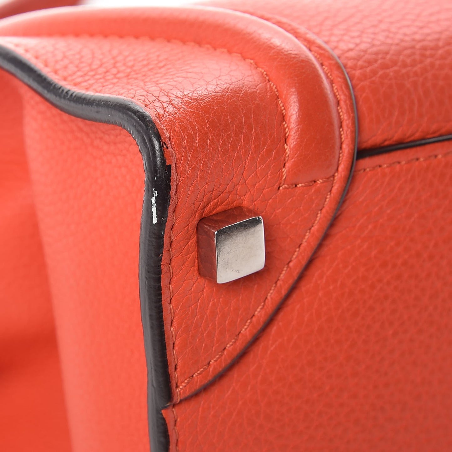 Drummed Calfskin Micro Luggage Vermillion