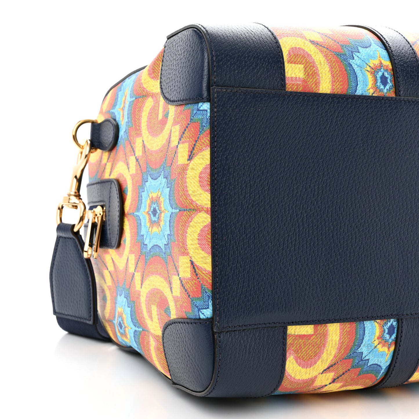 GG Supreme Kaleidoscope Calfskin Script Logo Gucci 100 Carry-On Duffle Bag Blue Orange Multicolor Blue Agata